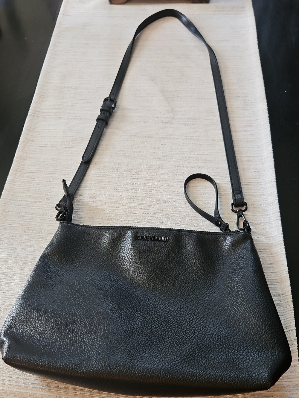 Steve Madden Black Pebbled Leather Crossbody Purse